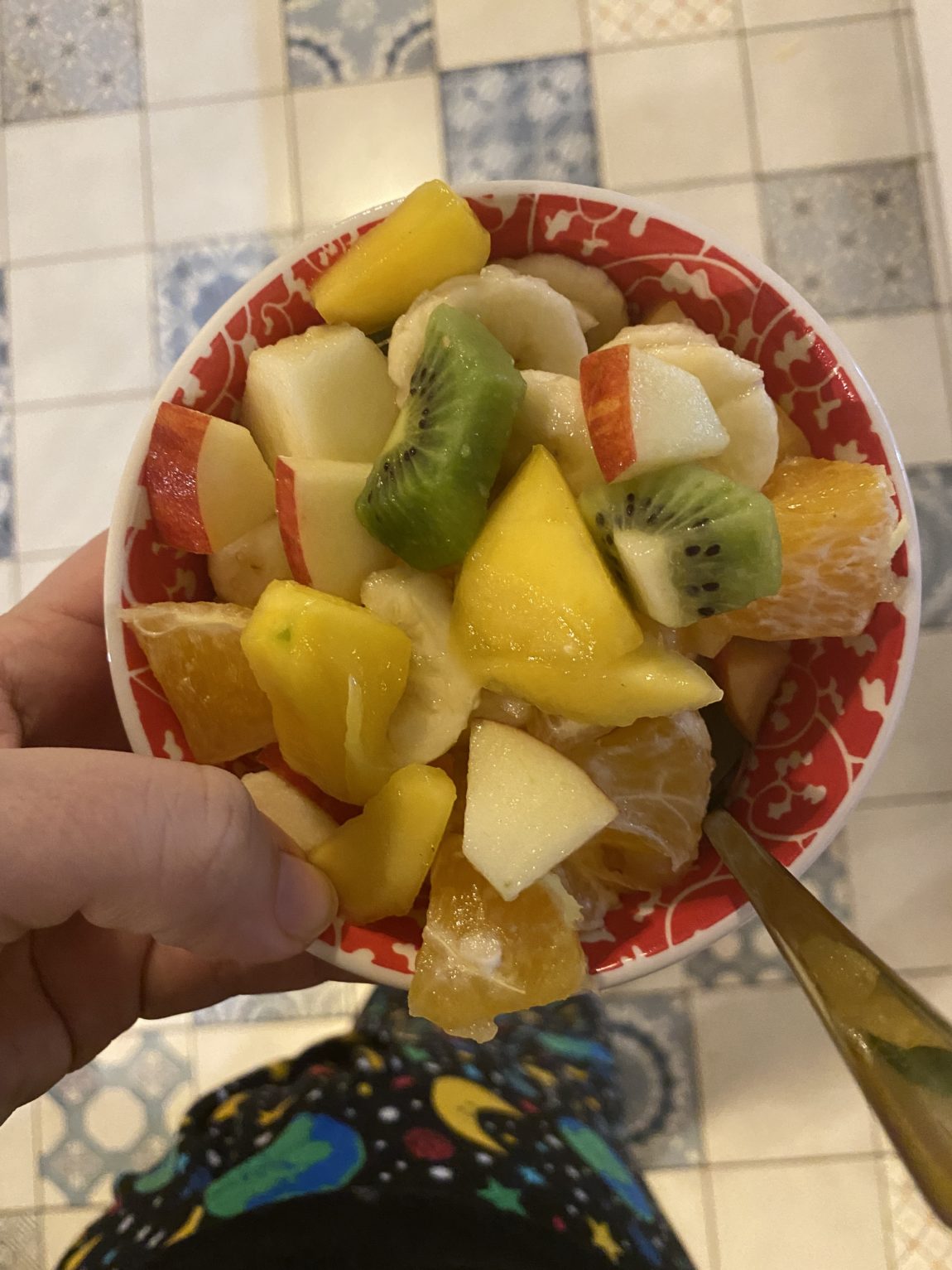 Am Abend heute dann mal Obstsalat.