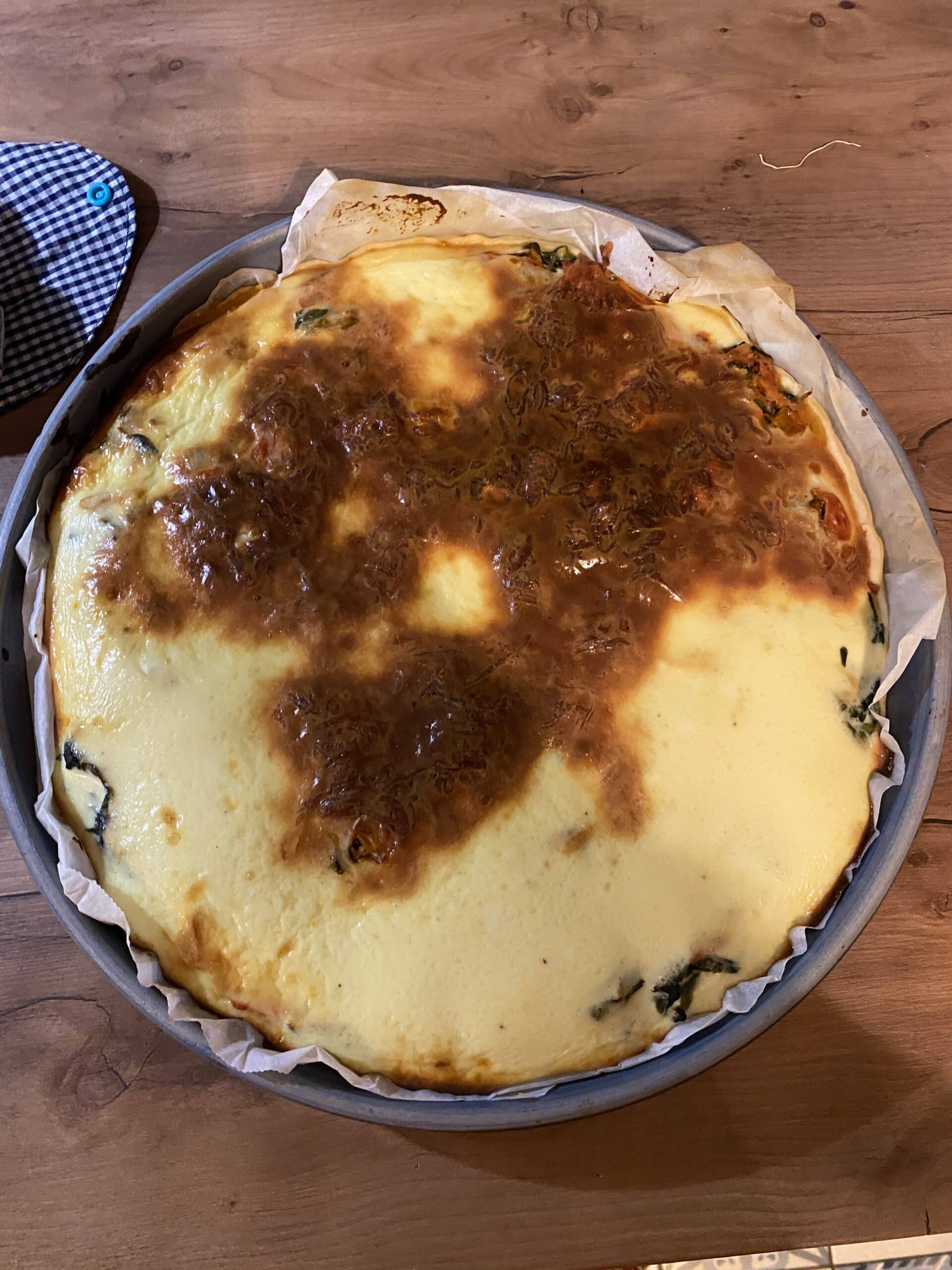 #10 Ich bereite eine Quiche vor. Spinat, Mozarella, Tomate.