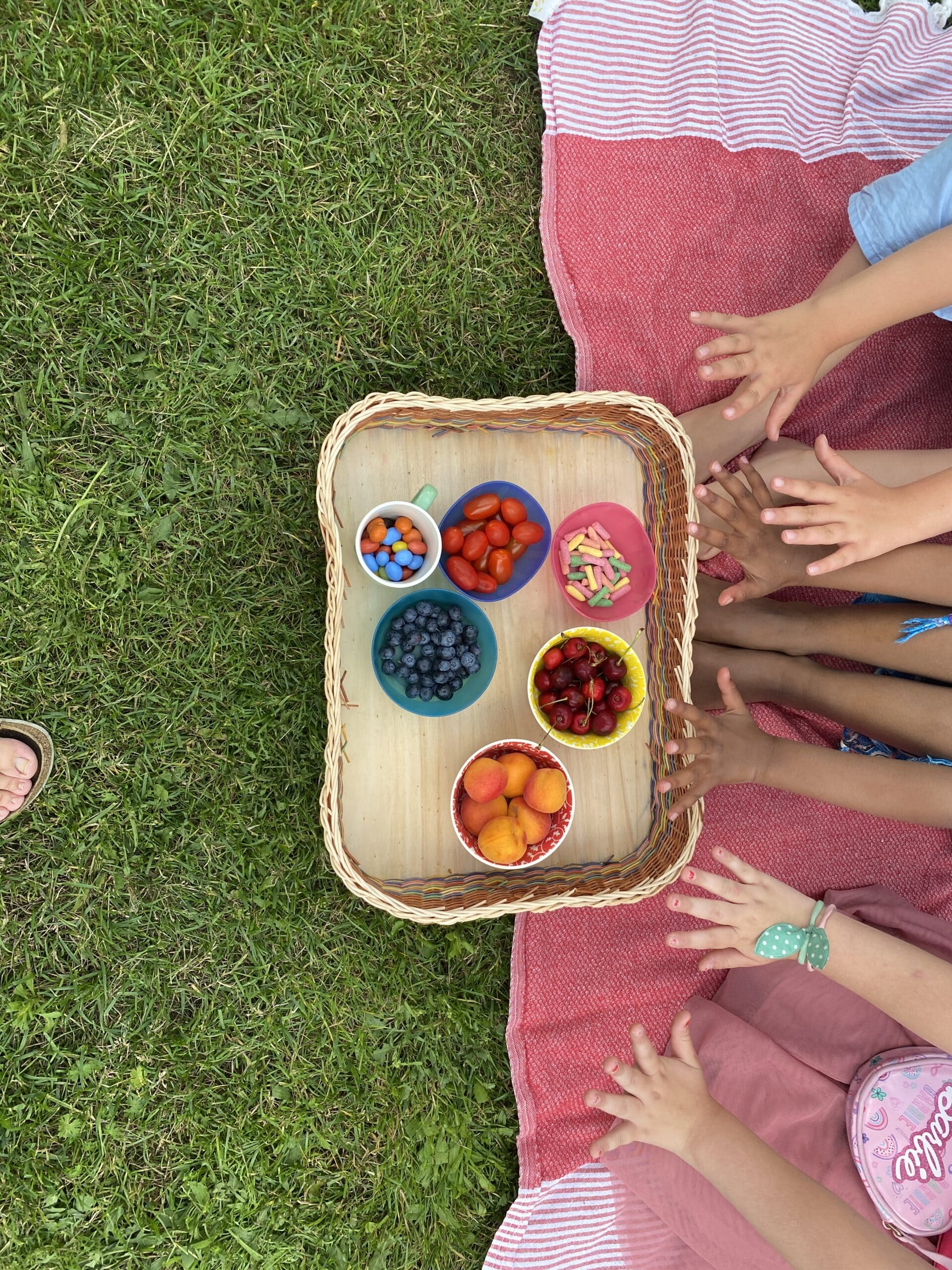 Die Kinder und Gastkinder bekommen von mir ein kleines Picknick gereicht..