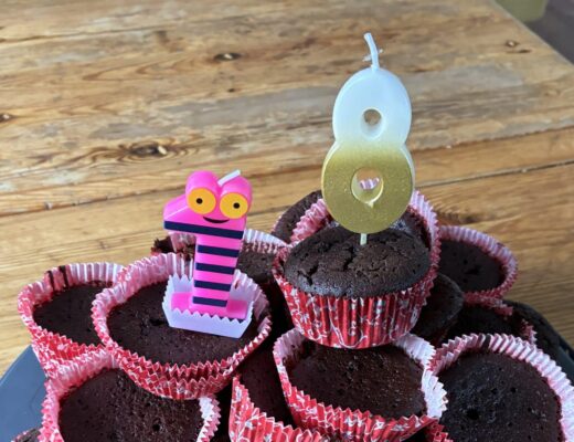 Hallo Samstag. Wir backen am Vormittag zum 18. des Kindes Muffins.