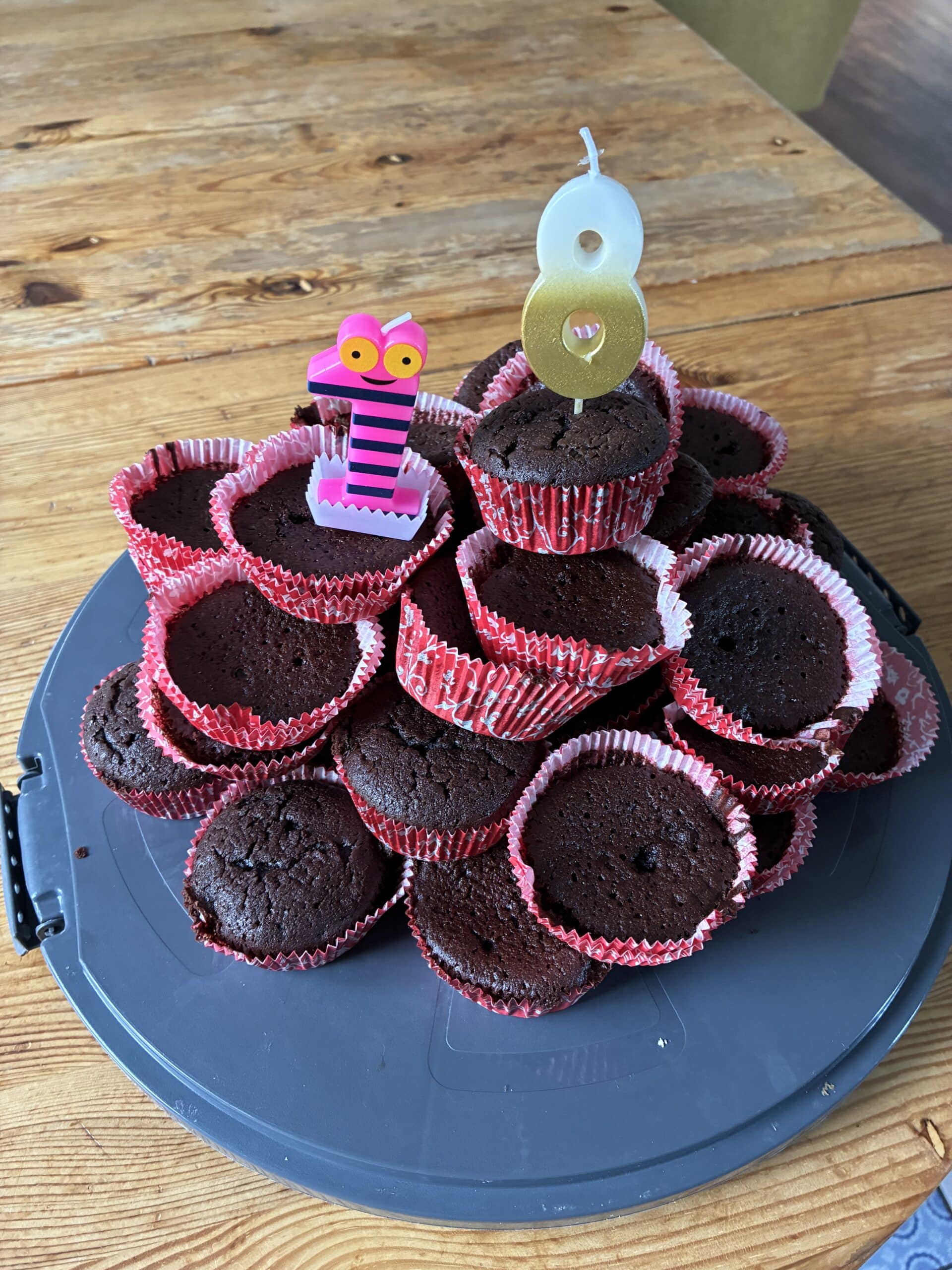 Hallo Samstag. Wir backen am Vormittag zum 18. des Kindes Muffins.