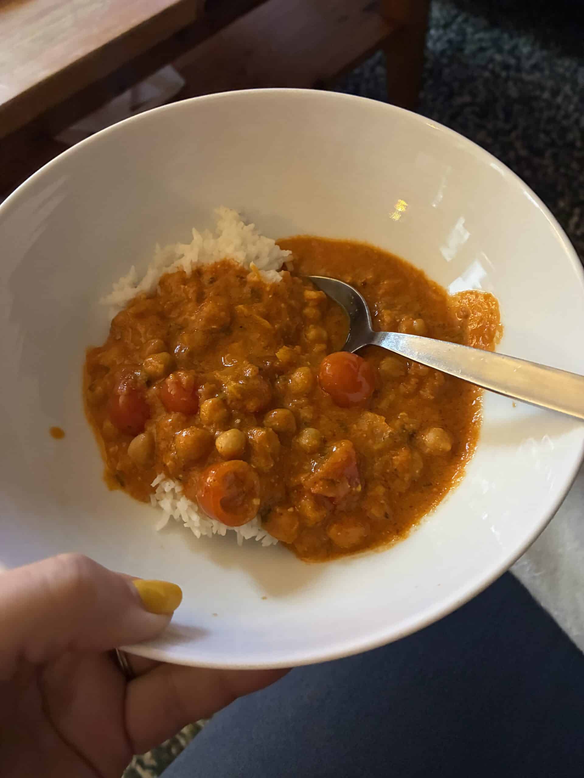 und Curry mit Reis zum Abendbrot.