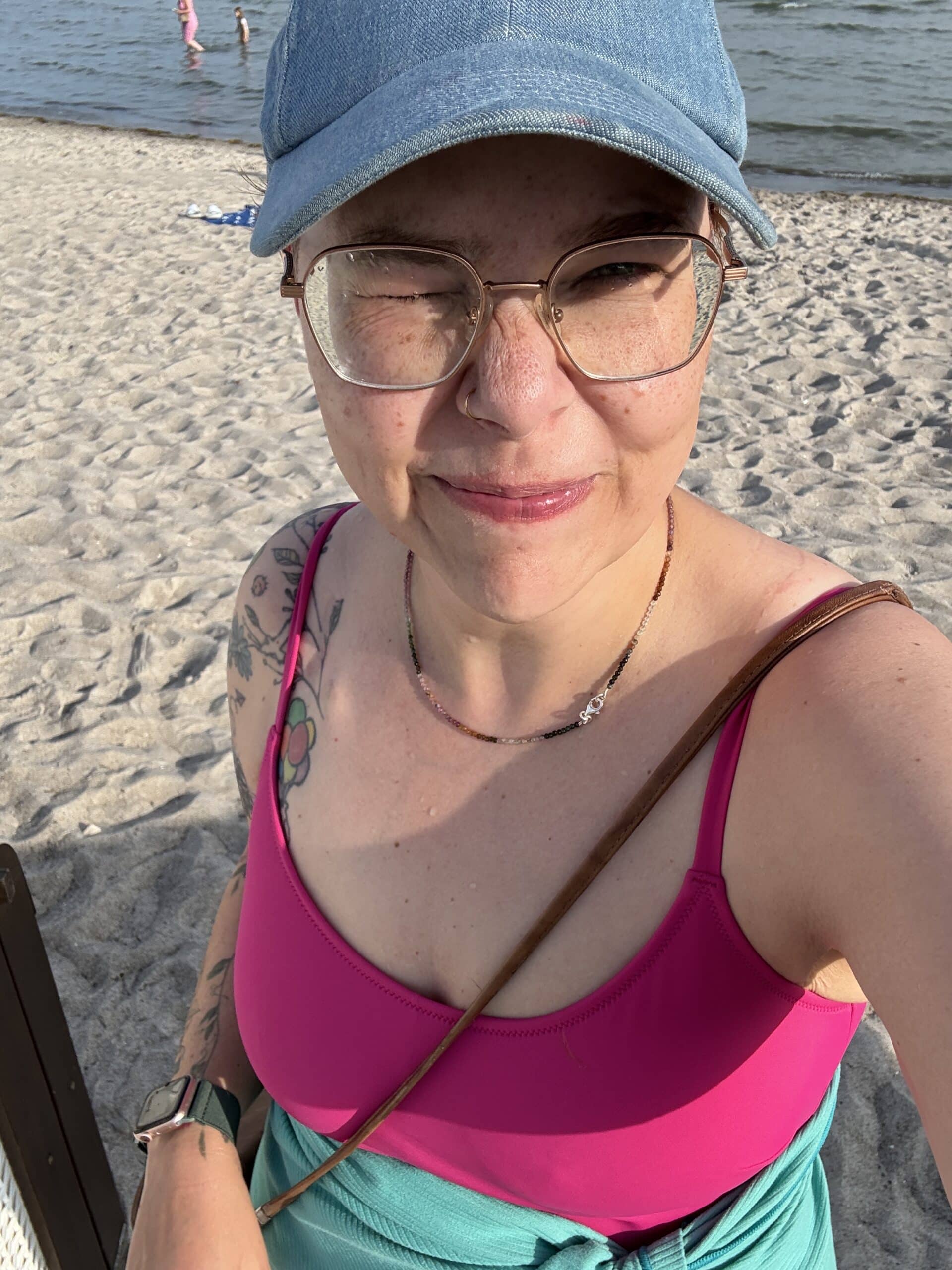 Am Abend hüpfe ich noch ins Meer und dann ins Bett.